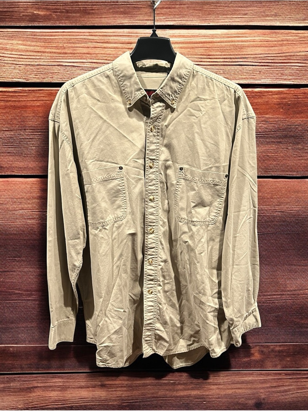 Wolverine Boots and Gear Work Shirt Mens XL Long Sleeve Beige Cotton Canvas Good